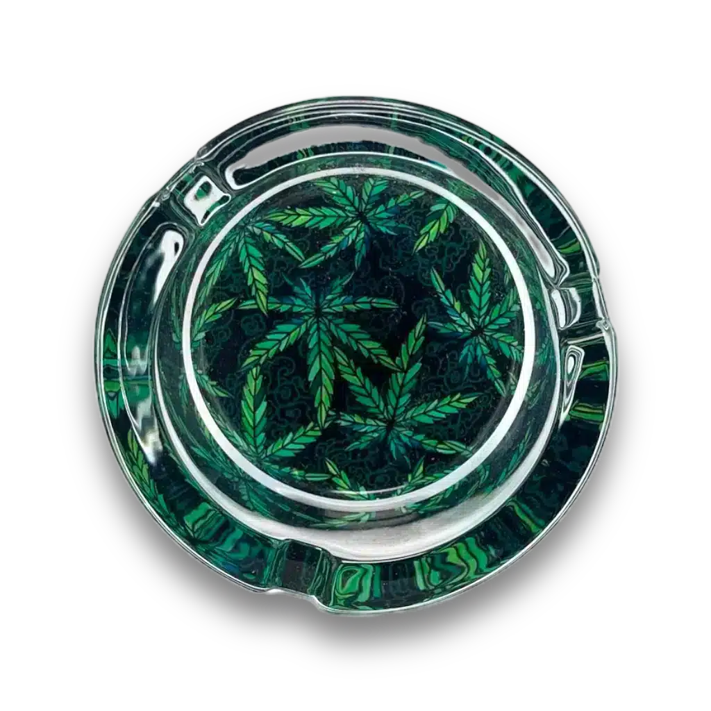 aschenbecher-glas-hanfblaetter